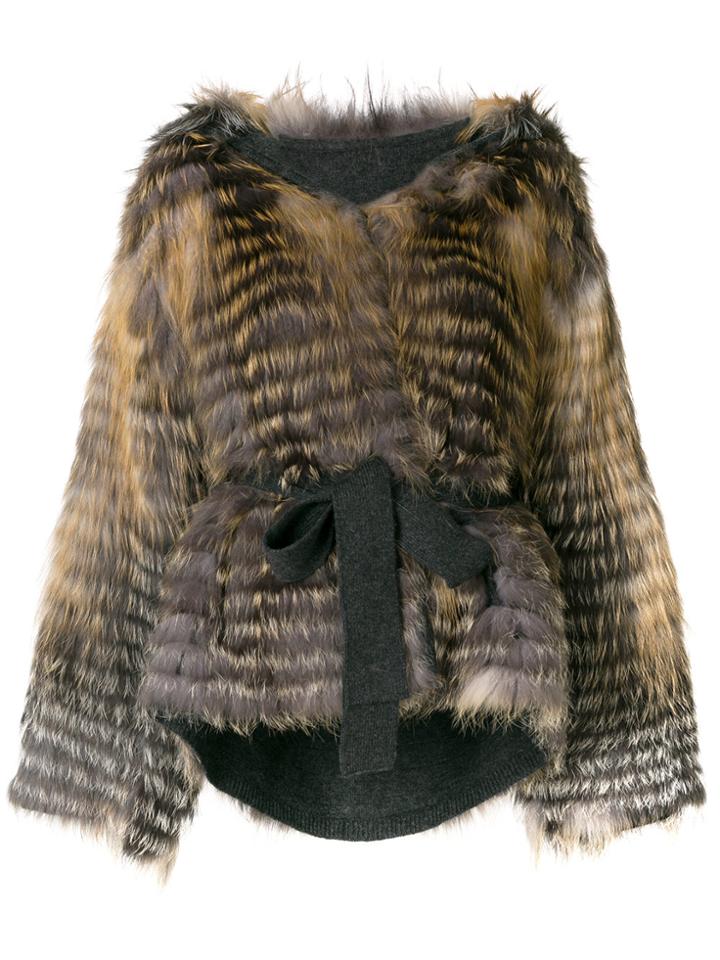Liska Hooded Ur Coat - Grey