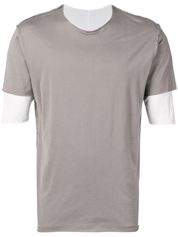 Attachment Exposed Seams Layered T-shirt - Grey
