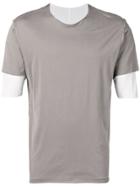 Attachment Exposed Seams Layered T-shirt - Grey