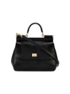 Dolce & Gabbana - Medium Sicily Lizard Embossed Tote - Women - Calf Leather - One Size, Black, Calf Leather