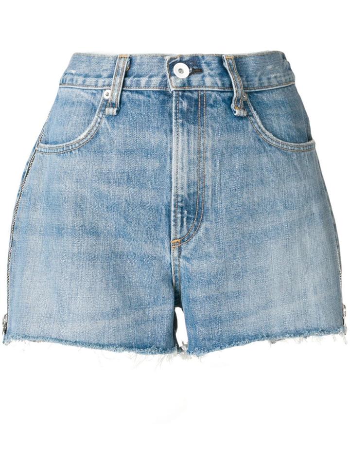 Rag & Bone Zip Detail Jean Shorts - Blue