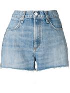 Rag & Bone Zip Detail Jean Shorts - Blue