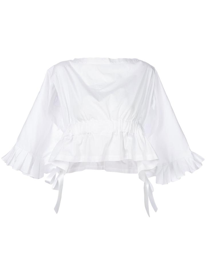 Comme Des Garçons Pleated Trim Draped Back Top - White