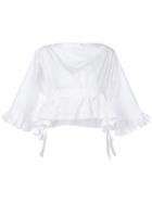 Comme Des Garçons Pleated Trim Draped Back Top - White
