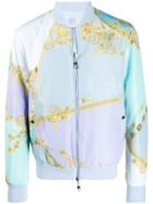 Versace Collection Bomber Neon Stampa Jacket - Blue