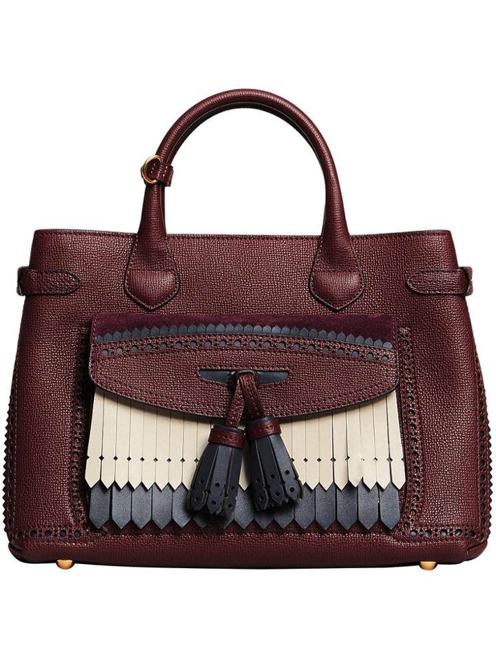 Burberry The Medium Banner With Fringed Pocket - Red