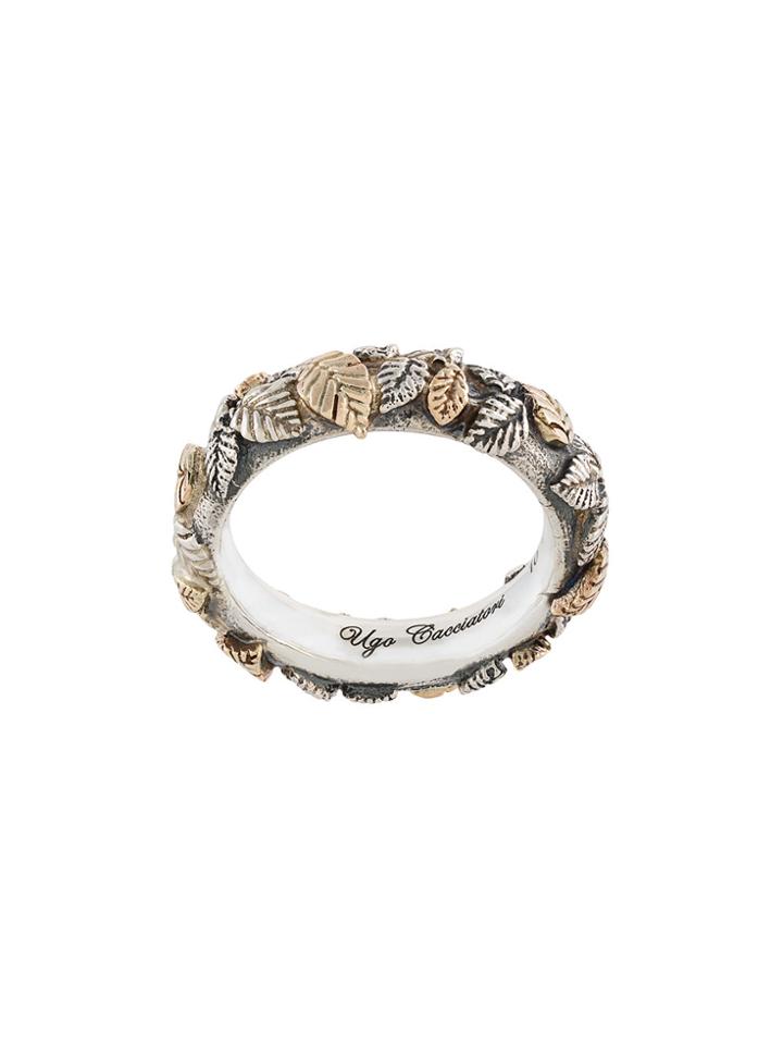 Ugo Cacciatori Leaf Detail Ring - Metallic