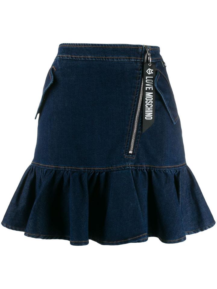Love Moschino Ruffled Hem Denim Skirt - Blue