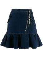 Love Moschino Ruffled Hem Denim Skirt - Blue