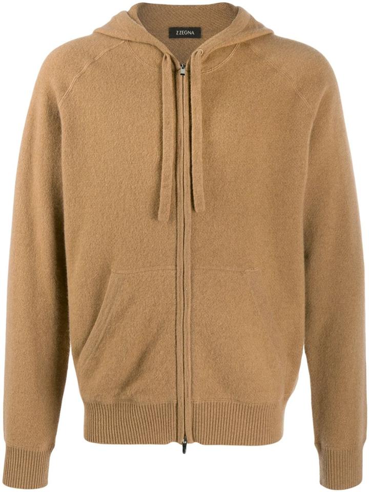 Z Zegna Cashmere Zip-up Hoodie - Brown