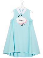 Fendi Kids Cloud Shirt Collar Dress, Girl's, Size: 12 Yrs, Blue