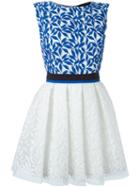 Christian Pellizzari Embroidered Flower Dress, Women's, Size: 40, Blue, Cotton/polyamide/polyester/viscose