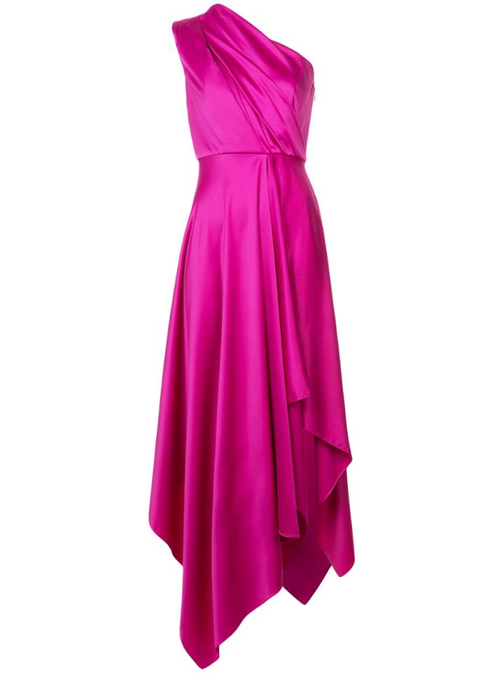 Solace London One Shoulder Asymmetric Dress - Pink & Purple