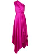Solace London One Shoulder Asymmetric Dress - Pink & Purple