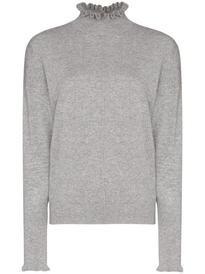 Chloé Cashmere Ruffle Detail Sweater - Grey