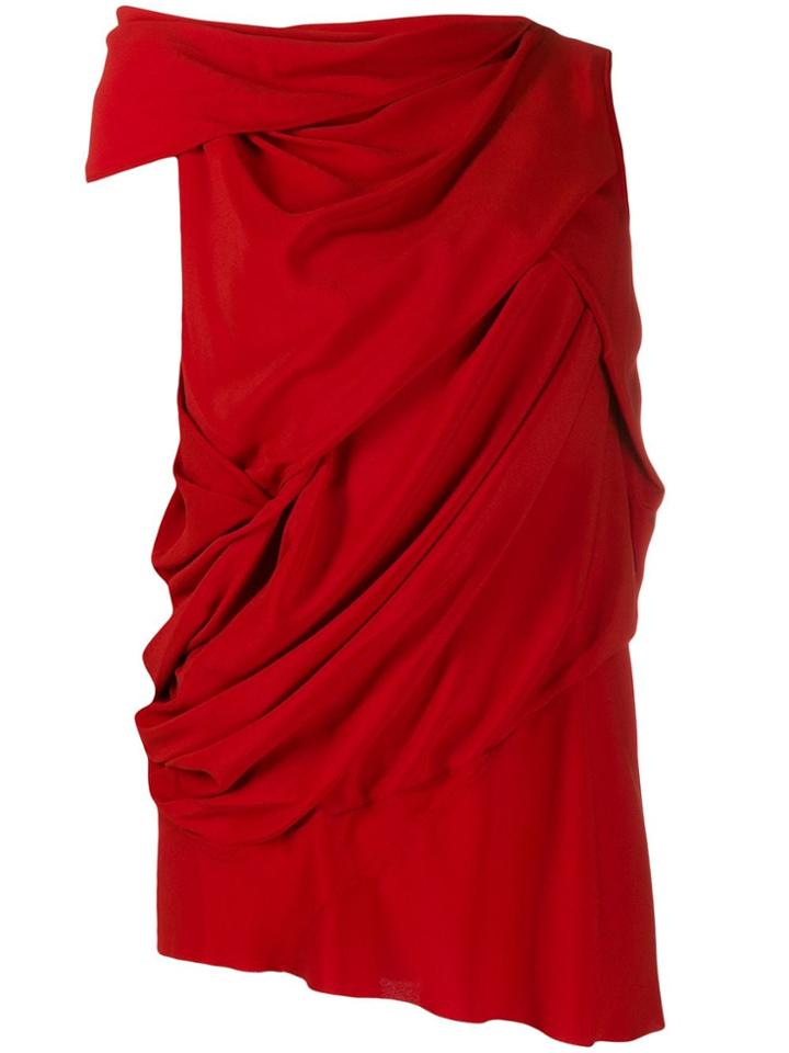 Rick Owens Asymmetric Draped Blouse - Red