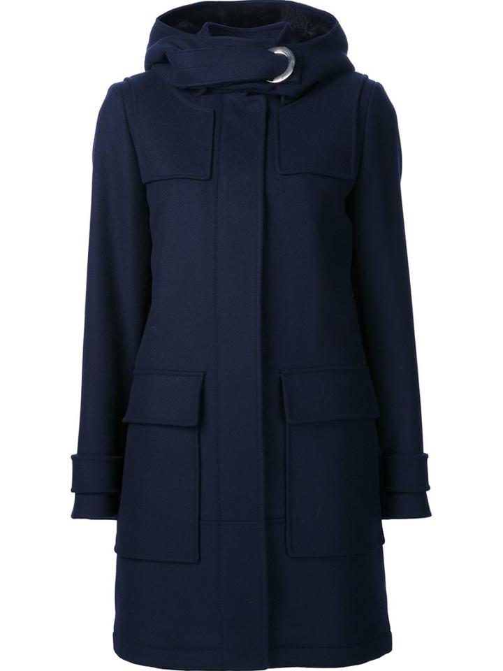 Proenza Schouler Hooded Coat, Women's, Size: 8, Blue, Nylon/polyester/cupro/lamb Fur