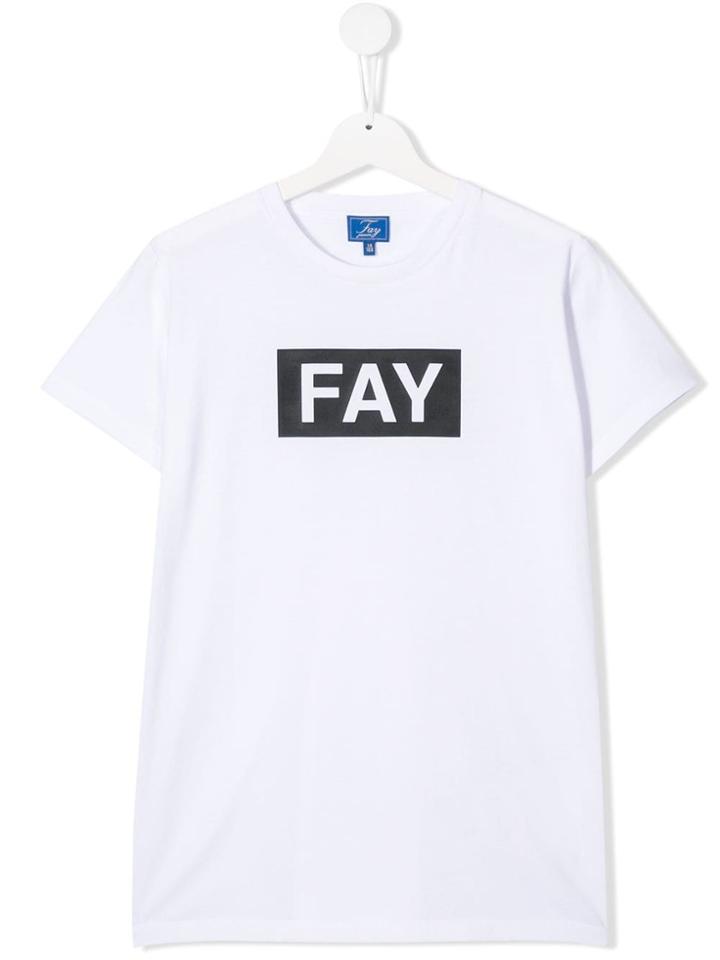 Fay Kids Teen Logo Print T-shirt - White