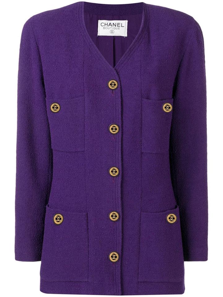 Chanel Vintage 1990's Collarless Jacket - Purple