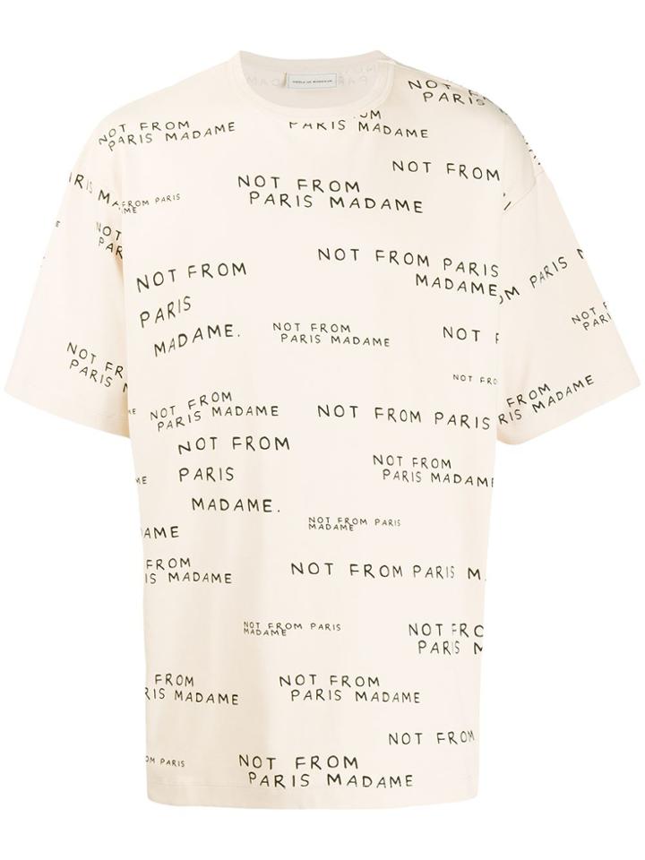 Drôle De Monsieur Slogan Print Oversized T-shirt - Neutrals