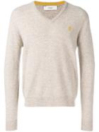 Pringle Of Scotland V Neck Lambswool Jumper In White Oat/sulphur -