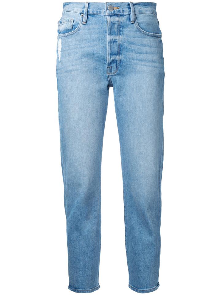 Frame Denim - Straight Cropped Jeans - Women - Cotton/spandex/elastane - 25, Blue, Cotton/spandex/elastane
