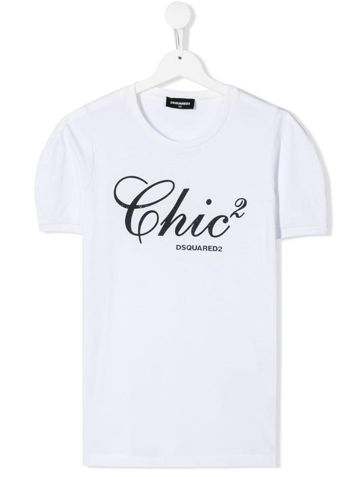 Dsquared2 Kids Teen Crystal Embellished T-shirt - White