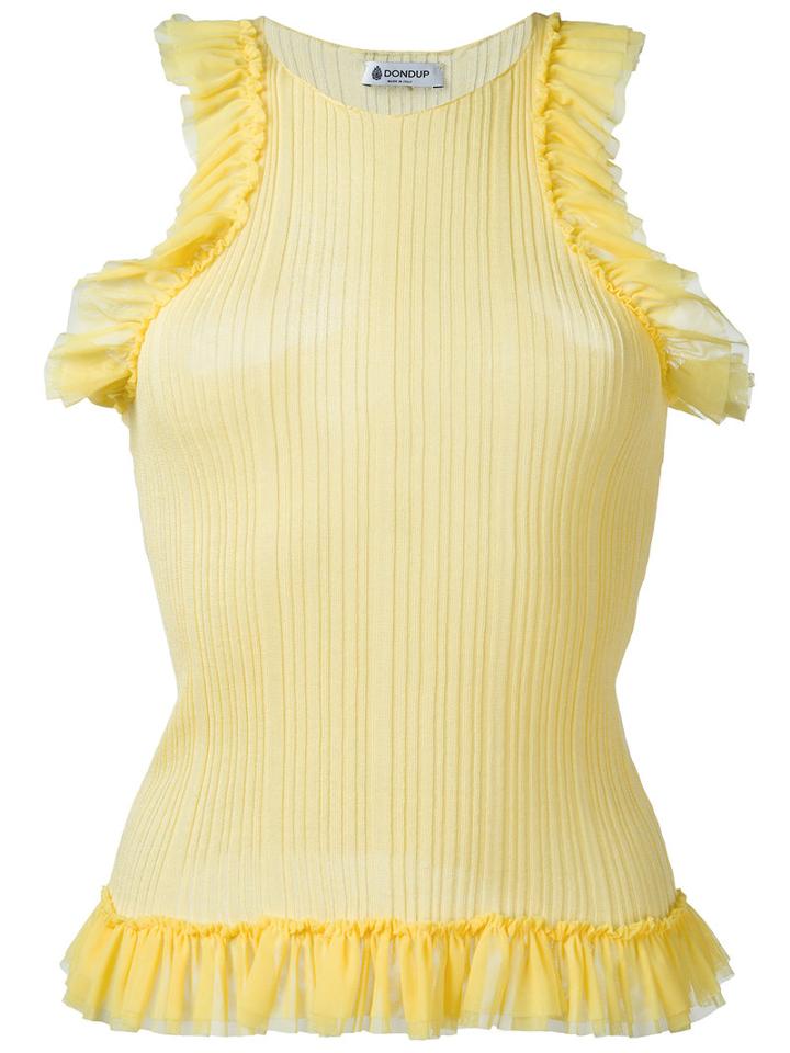 Dondup Ruffle Trim Tank, Women's, Size: Small, Yellow/orange, Cotton/polyamide