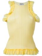 Dondup Ruffle Trim Tank, Women's, Size: Small, Yellow/orange, Cotton/polyamide