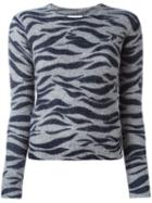 See By Chloé Zebra Print Jumper, Women's, Size: Large, Grey, Polyamide/wool/alpaca