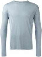 Jil Sander Crew Neck Jumper, Men's, Size: 46, Blue, Silk