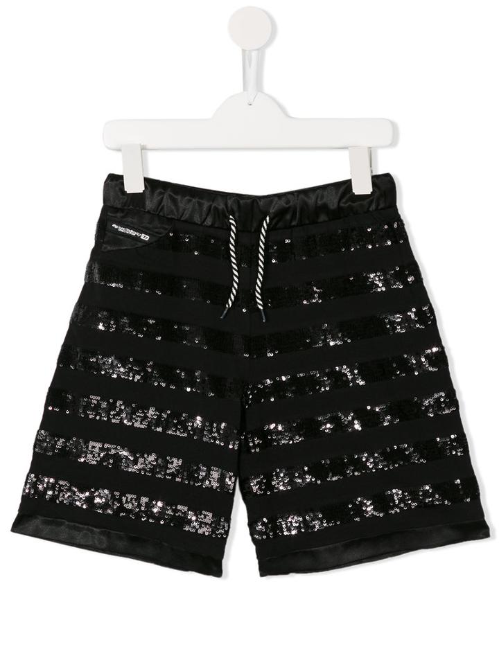 Diesel Kids Sequin Embellished Shorts, Girl's, Size: 8 Yrs, Black