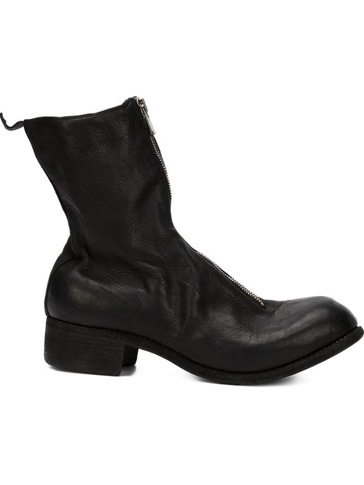 Guidi Distressed Zip-up Boots - Black