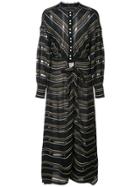 Proenza Schouler Crepe Striped Long Sleeve Dress - Black
