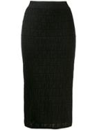 Fendi Ff Motif Knit Skirt - Black