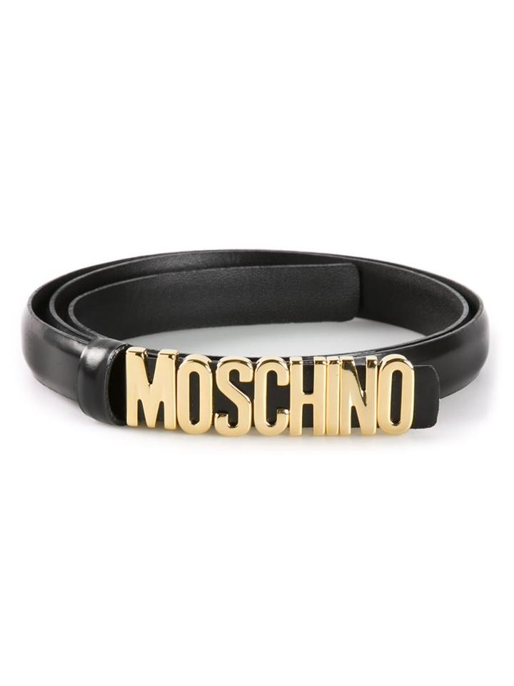 Moschino Logo Plaque Belt, Women's, Size: Xs, Black, Leather