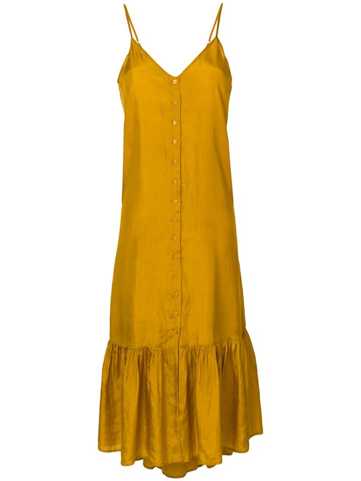 Mes Demoiselles Flared Button Dress - Yellow & Orange