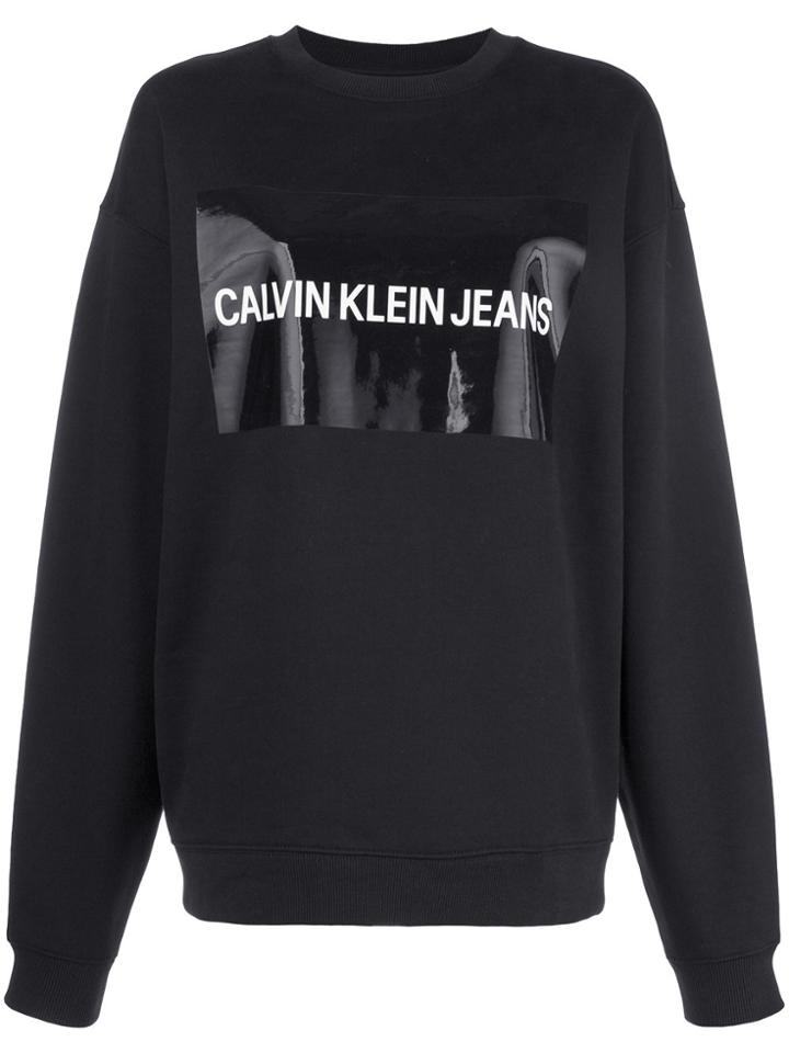 Calvin Klein Jeans Patent Logo Patch Sweatshirt - Black