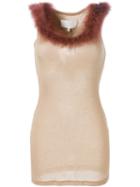 Maison Margiela Turkey Feather Trim Vest, Women's, Size: Small, Nude/neutrals, Modal/cashmere/turkey Feather