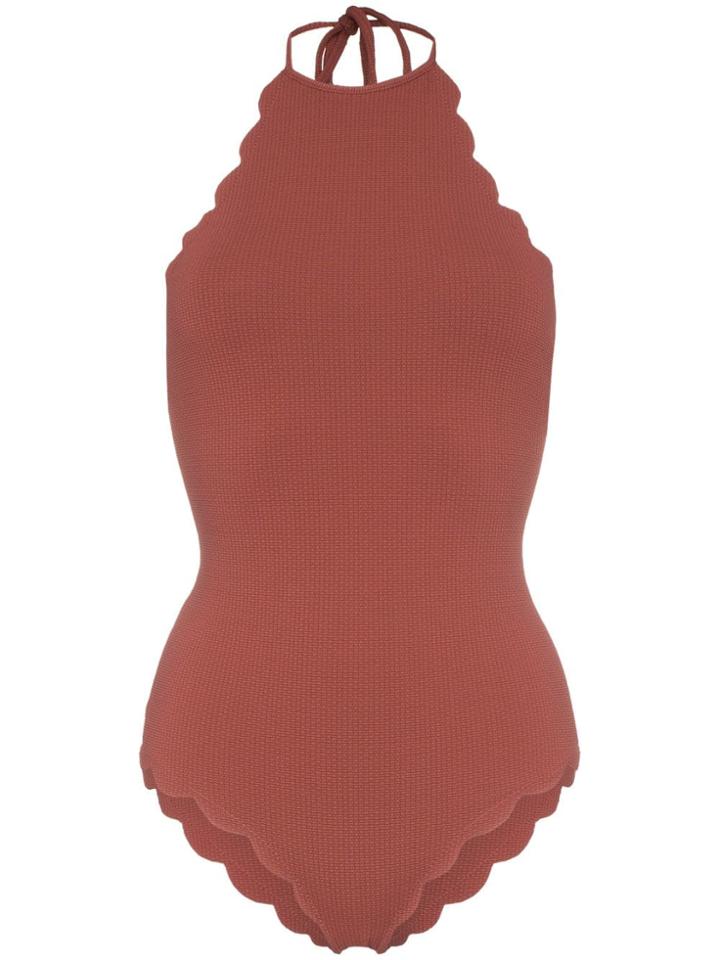 Marysia Mott Malliot High Neck Scalloped Swimsuit - Pink