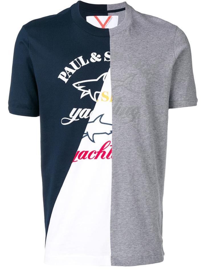 Paul & Shark Colour-block Logo T-shirt - Grey