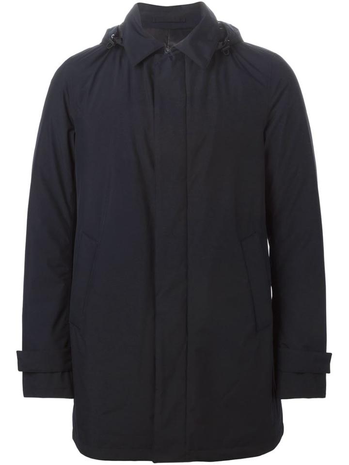 Herno Hooded Coat, Men's, Size: 48, Black, Polyester/polytetrafluoroethylene (ptfe)/polyamide/nylon