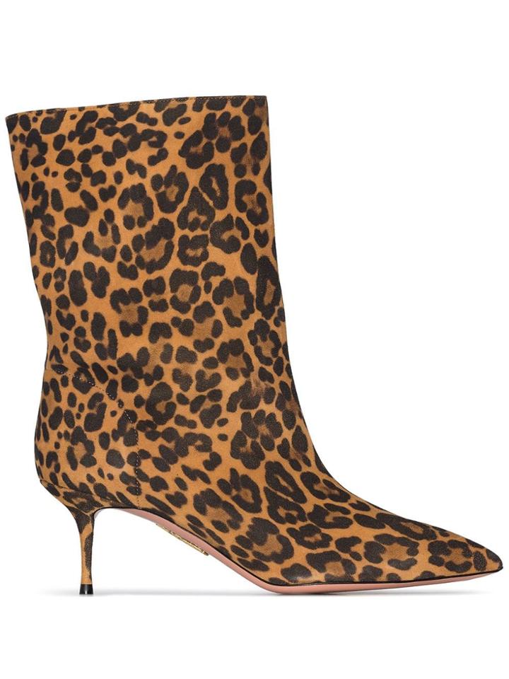 Aquazzura Very Boogie 60mm Leopard Print Boots - Brown