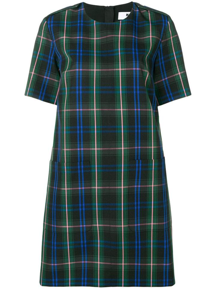 Msgm Checked Print Dress - Green