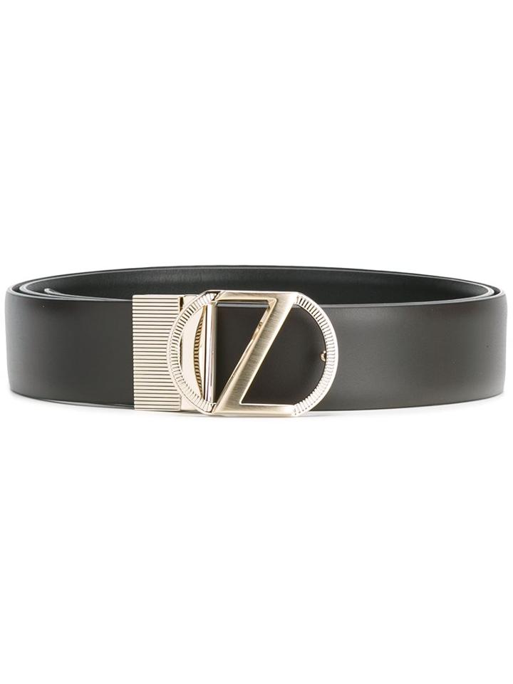 Z Zegna Logo Buckle Belt, Men's, Size: 110, Brown, Calf Leather