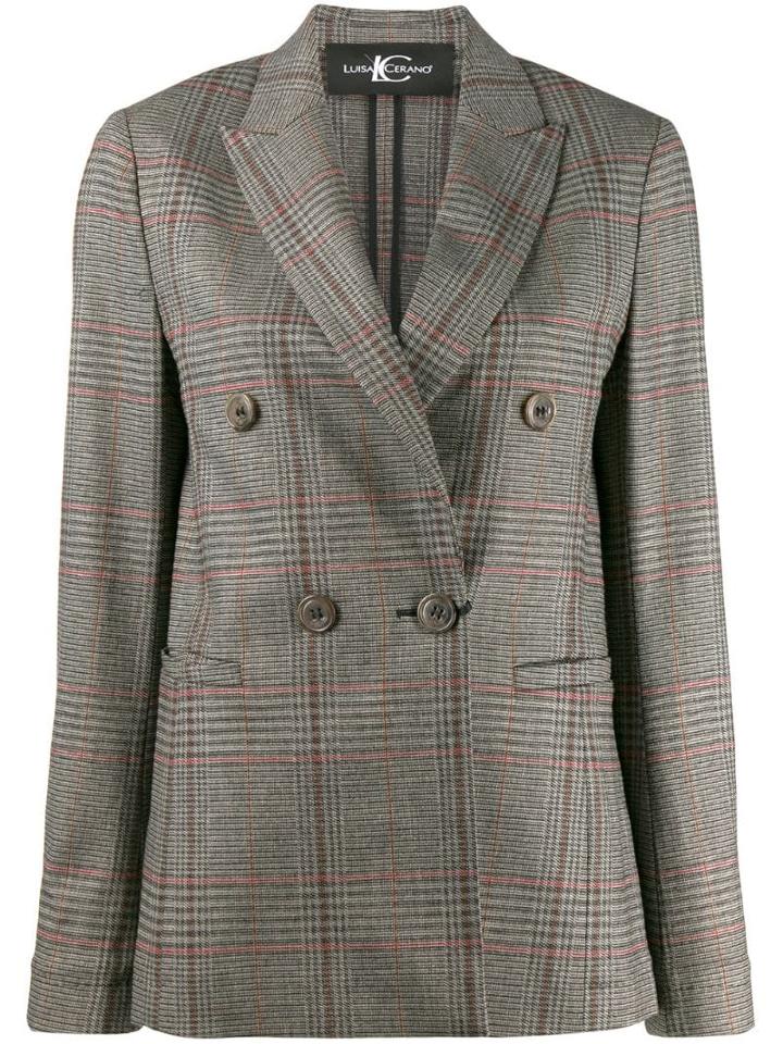 Luisa Cerano Double-breasted Plaid Jacket - Brown