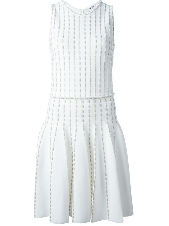 Blugirl Embroidered Knit Pleated Dress, Women's, Size: 44, White, Viscose/polyester/cupro