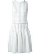 Blugirl Embroidered Knit Pleated Dress, Women's, Size: 44, White, Viscose/polyester/cupro