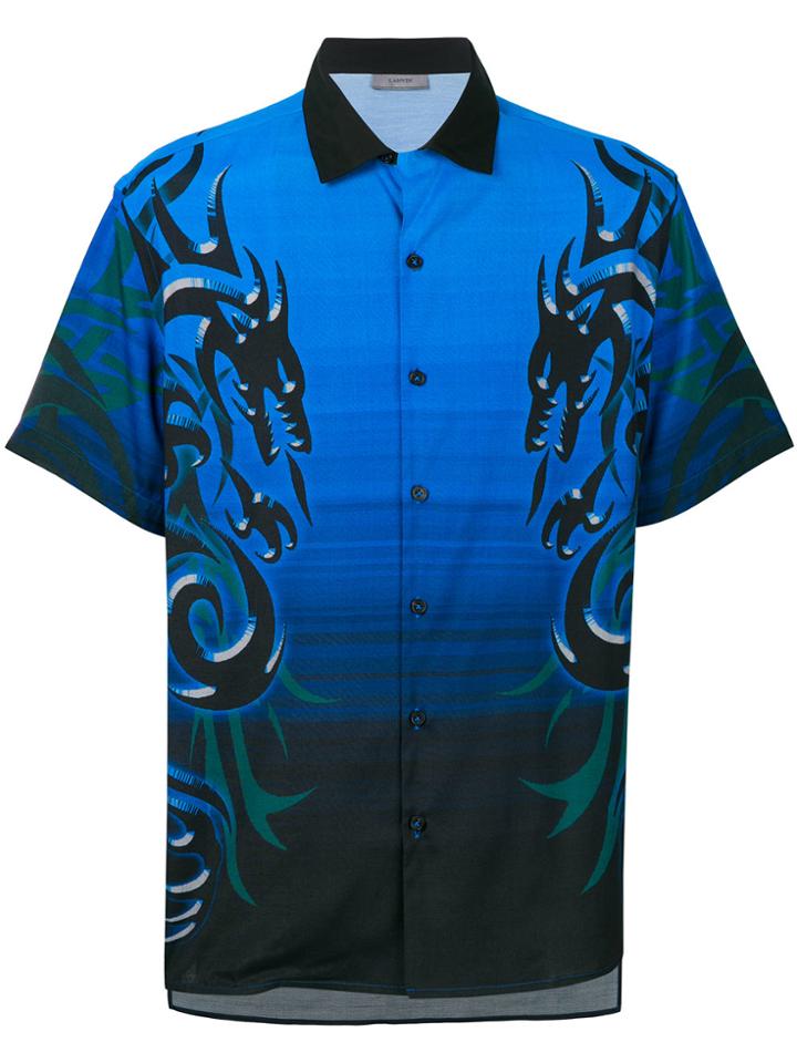 Lanvin Dragon Tribal Print Shirt - Blue