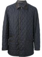 Salvatore Ferragamo - Quilted Jacket - Men - Leather/polyester - 50, Blue, Leather/polyester